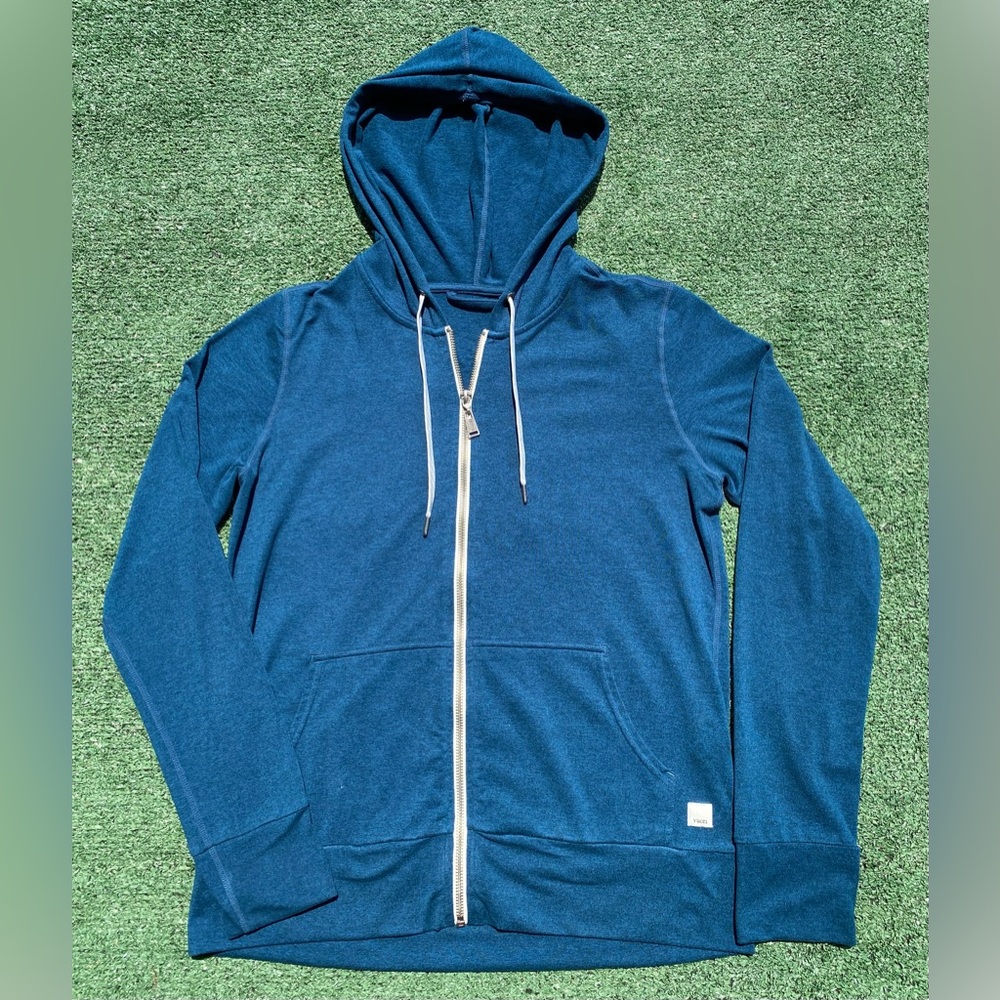 Vuori Halo Performance 2.0 Blue Coast Heather Full Zip Hoodie Women’s Size XS